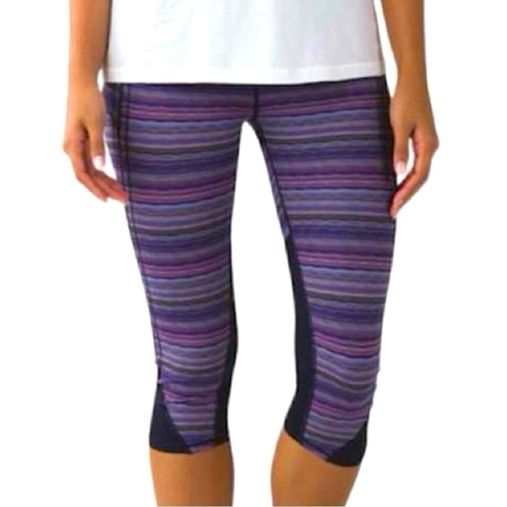 Lululemon Vent It Out Crop Leggings Women’s 4 Space Dye Twist Ultra Violet Navy